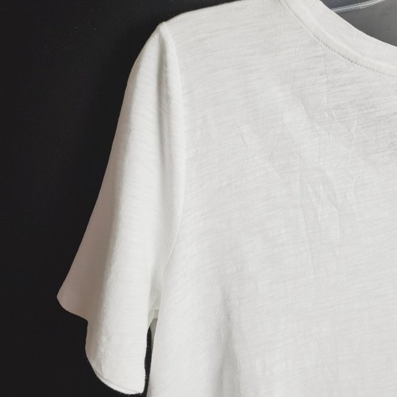 Ann Taylor LOFT Flowy High Low White Tee 100% Cotton Sz S - Picture 9 of 10